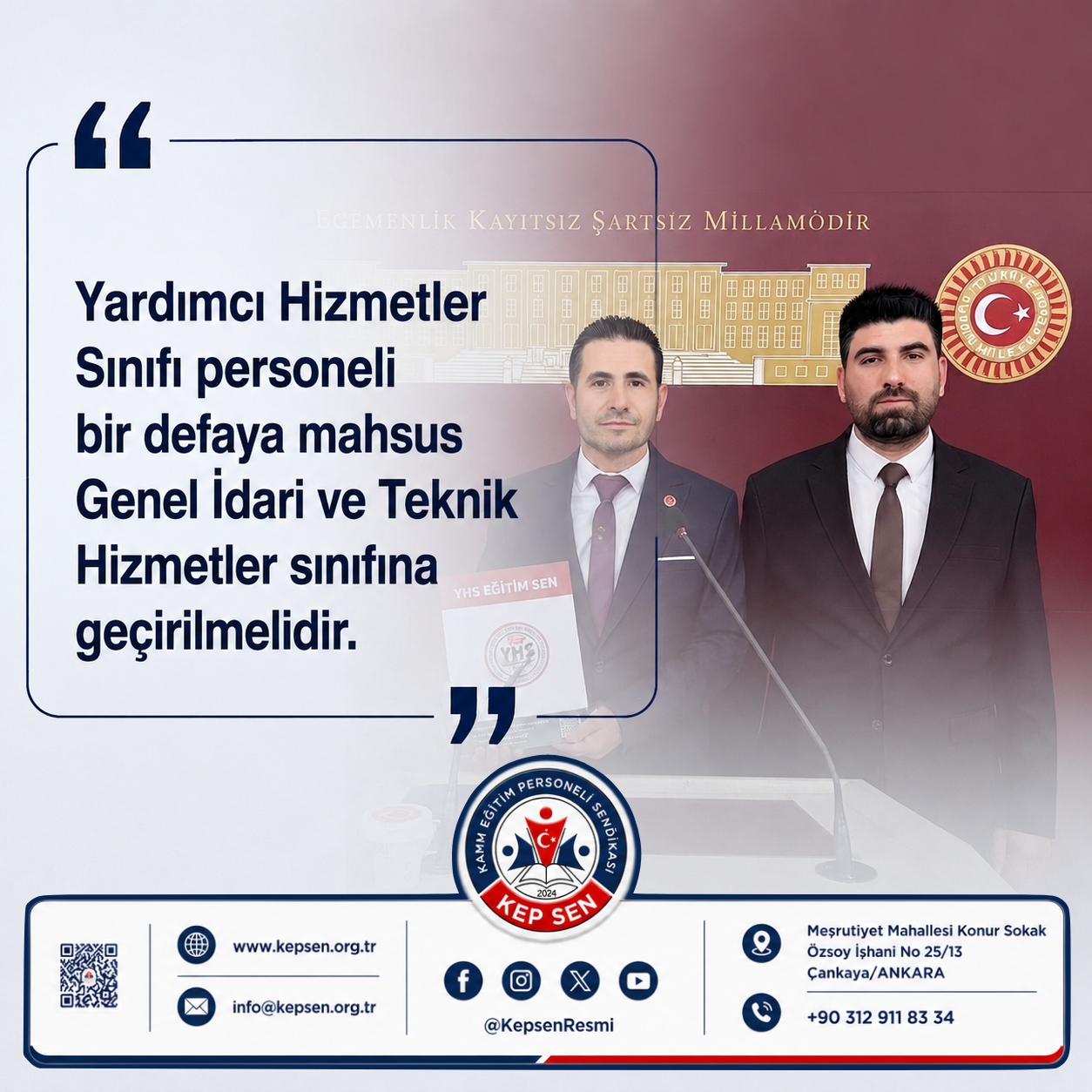 Yardımcı Hizmetler Sınıfı Personelinin Hakları İçin Çalışmalarımızı Sürdürüyoruz